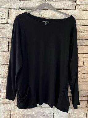 Eileen Fisher Black Long-Sleeve Pocket Tunic